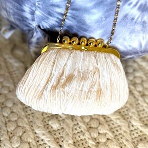 Carla Marchi Small Crinkle Style Clutch Purse Cross Body Chain